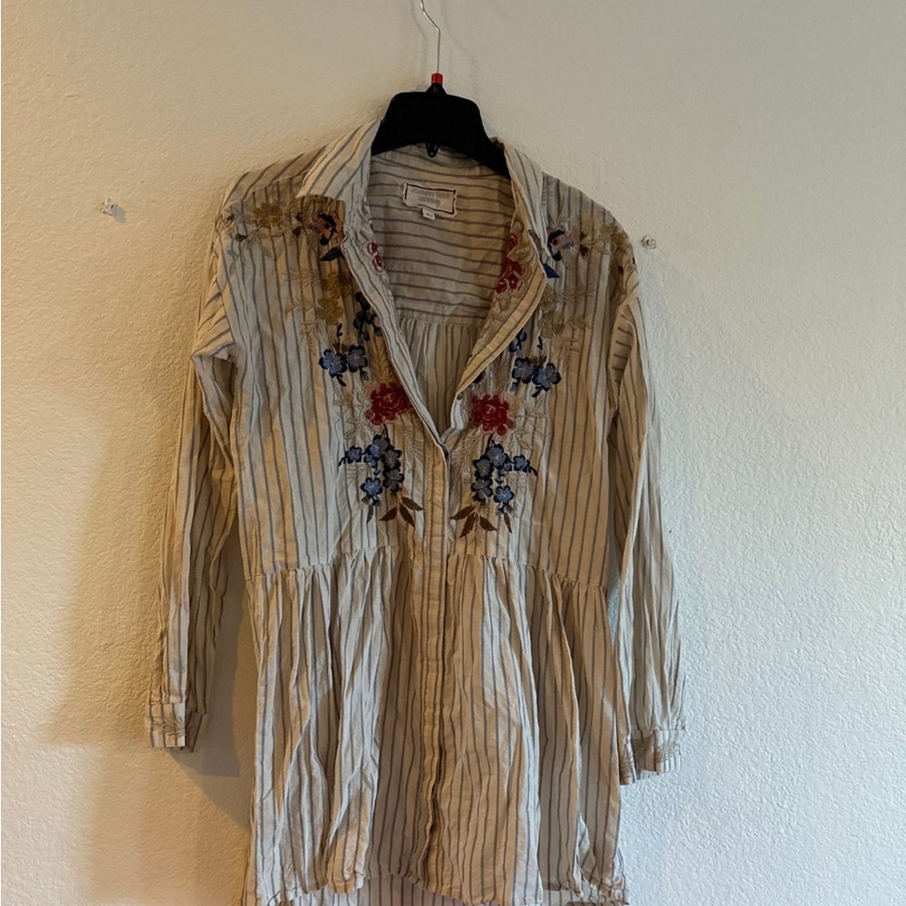 NWOT Striped Floral Embroidered Tunic/Dress
